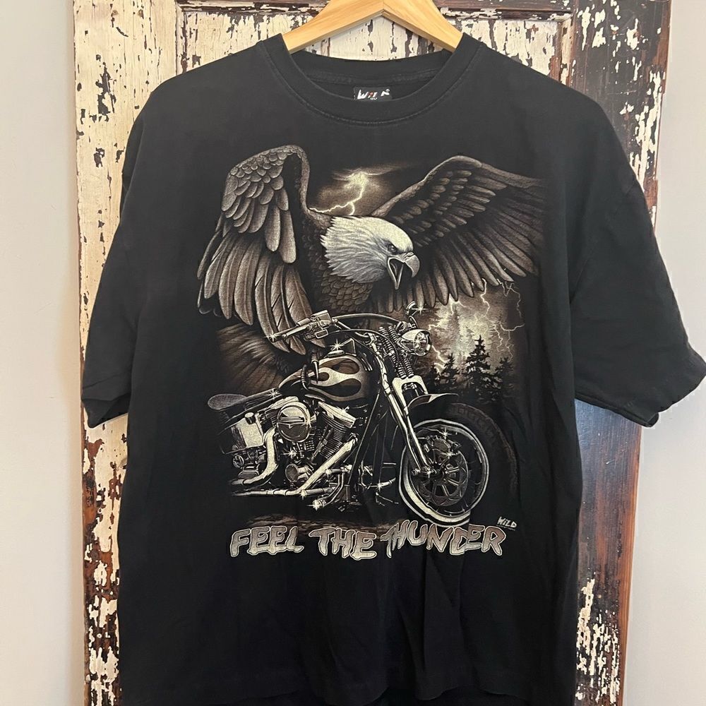 Vintage Men’s Biker Feel The Thunder T-Shirt.Single stitch size XL.